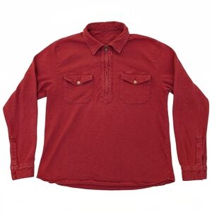 Vintage American Eagle Outfitters Red Men's 1/3 Zip Shirt Y2K